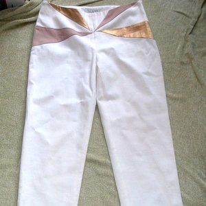 Vintage Ultra Ozbek white gold metallic cotton pants Italy 4